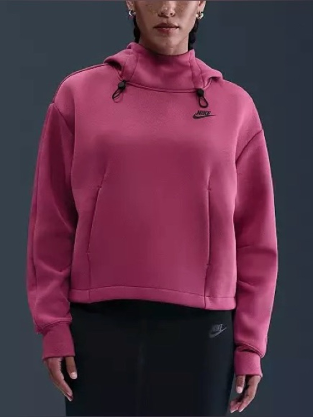 NWT $130 Nike Women's Sportswear Tech Fleece Oversized Cropped Hoodie XS Pink